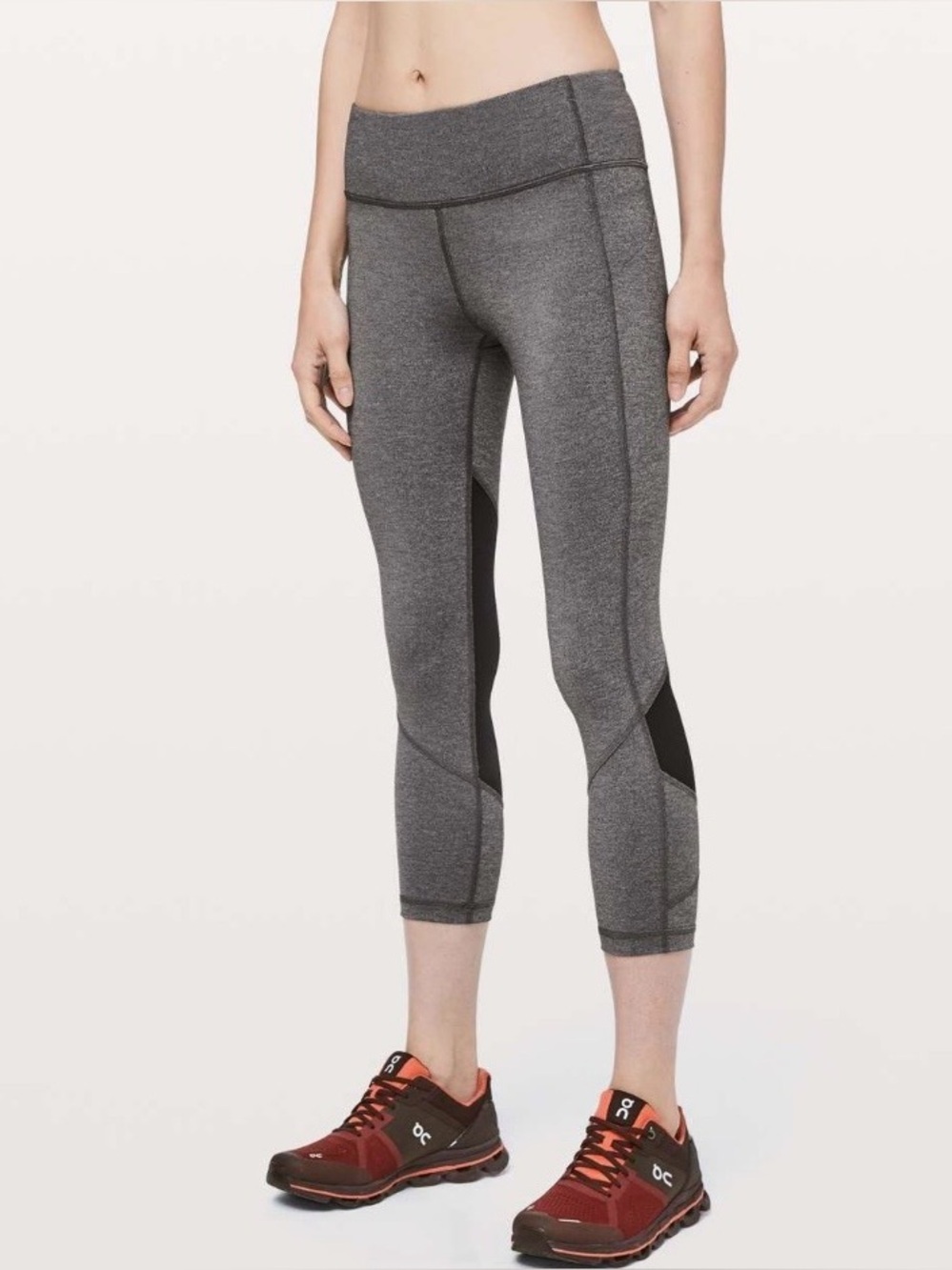 Lululemon Pace Rival Crop 22” Heathered Black / Black